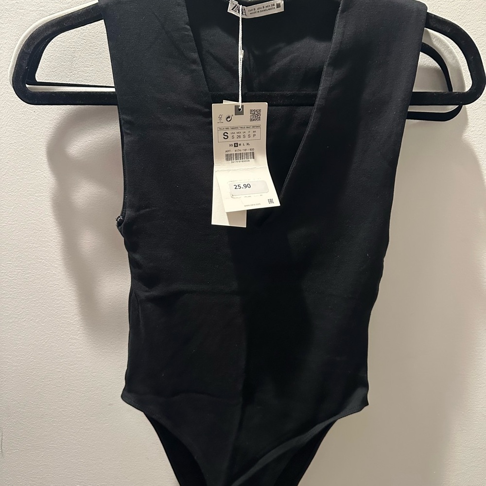 Zara Black V-Neck Bodysuit